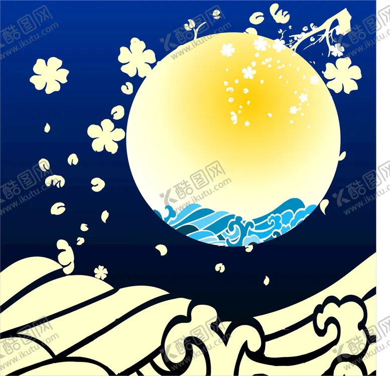 编号：34681810170802586282【酷图网】源文件下载-圆月海浪纹 