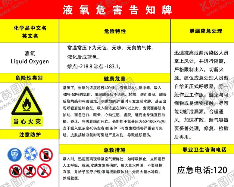 编号：88978711301507438943【酷图网】源文件下载-液氧危害告知牌