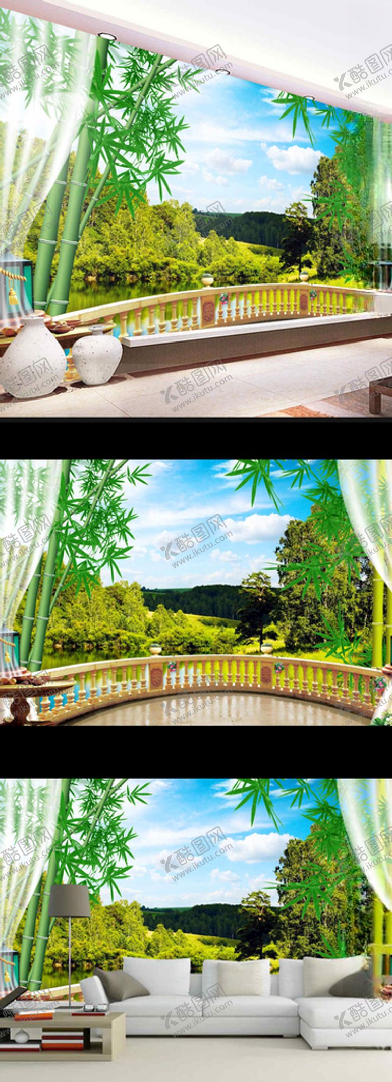 编号：94396409292324517109【酷图网】源文件下载-现代简约海边风景电视背景墙