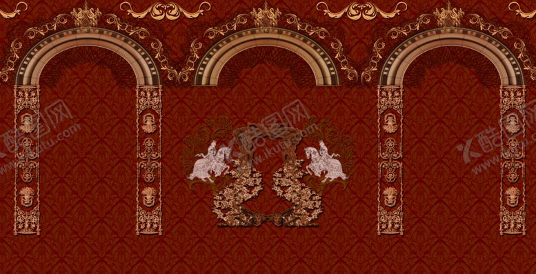 编号：26815607052007438663【酷图网】源文件下载-欧式复古红色背景