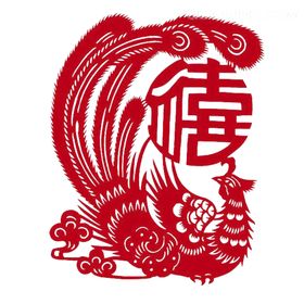 喜字剪纸喜喜矢量图