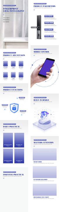 家具建材类智能锁指纹锁详情页图