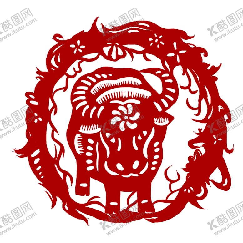 编号：99600405071037326884【酷图网】源文件下载-2021牛年剪纸插画