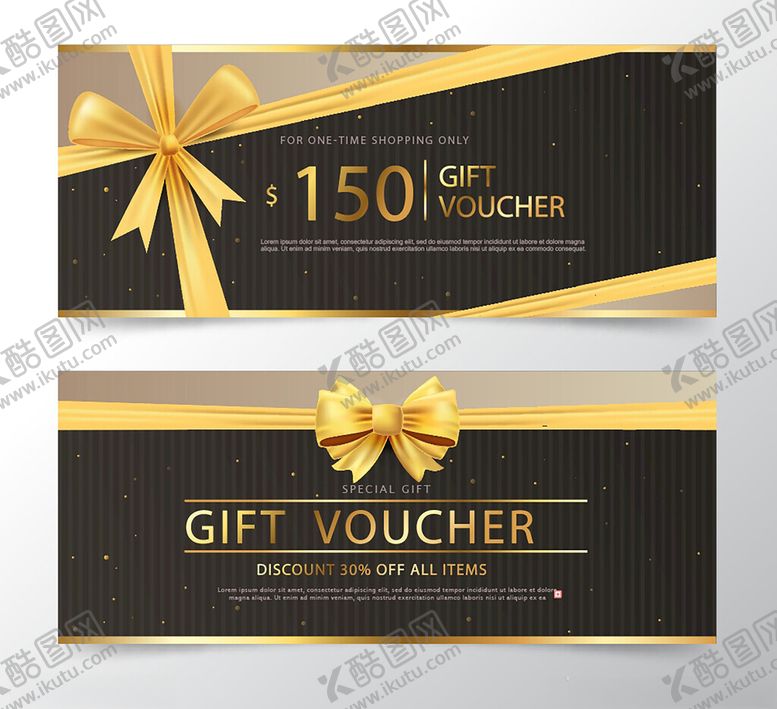 编号：19312209220147498969【酷图网】源文件下载-黑金礼品券设计模板