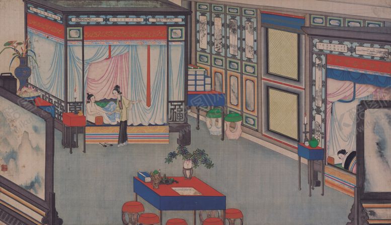 编号：15140705090652148082【酷图网】源文件下载-红楼梦场景精美工笔画