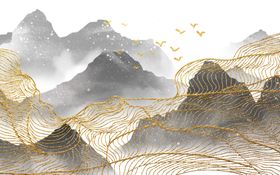 抽象艺术水墨画布背景墙