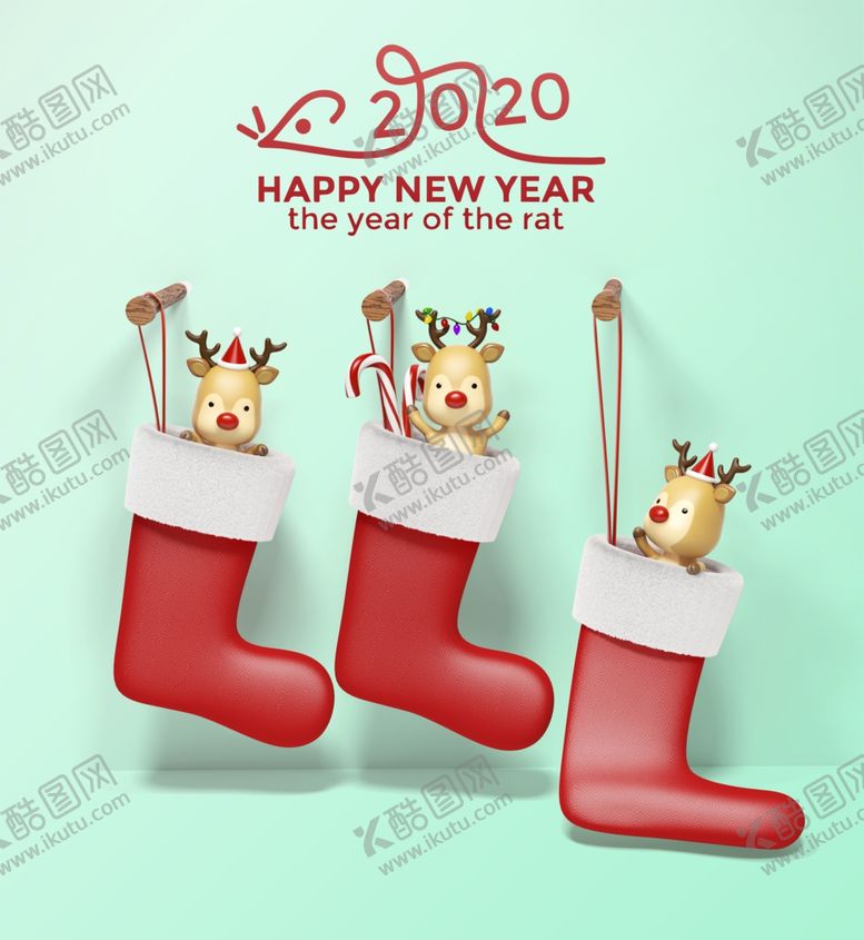 编号：80322807031310175999【酷图网】源文件下载-2020圣诞麋鹿袜