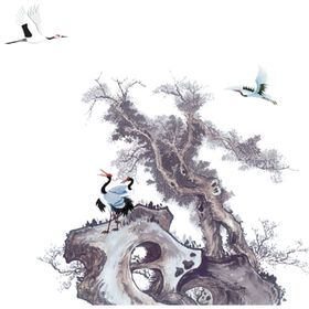 中国风山水水墨画插画背景素材