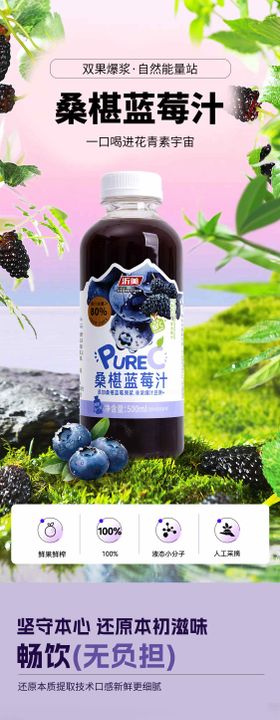 桑葚蓝莓果汁饮料详情页