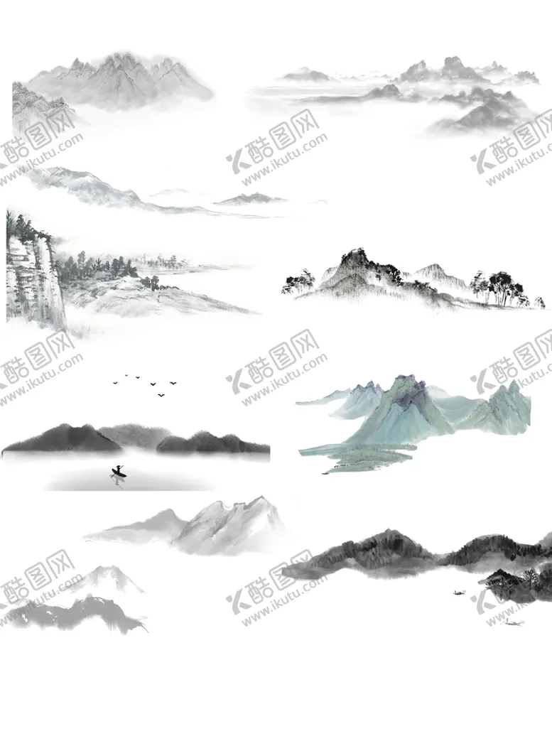 编号：72138009211047014985【酷图网】源文件下载-水墨山水元素