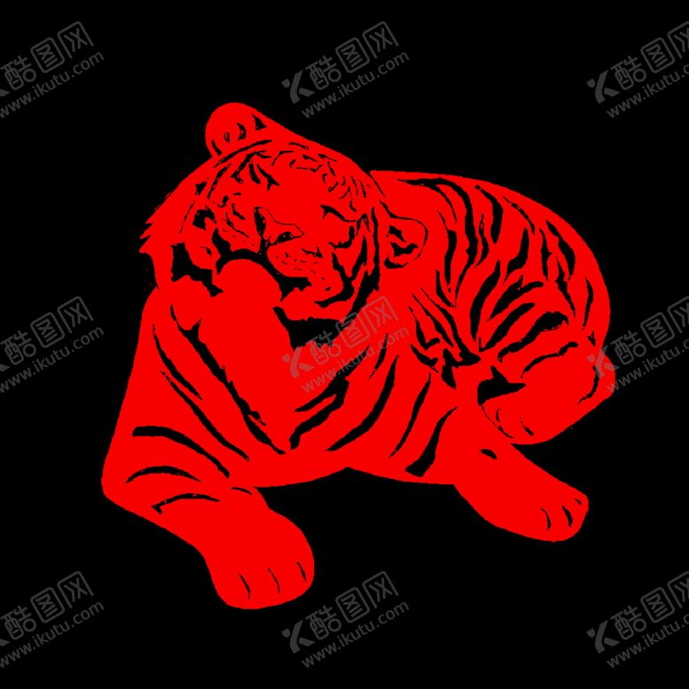 编号：52703910081455043708【酷图网】源文件下载-虎年老虎剪纸素材