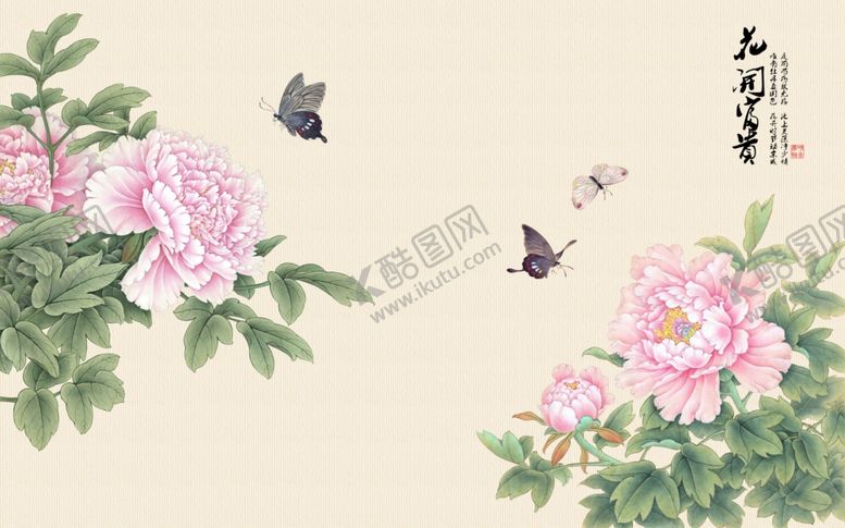 编号：48774006152324491172【酷图网】源文件下载-工笔花鸟背景墙装饰画