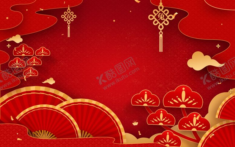编号：32363201201822193271【酷图网】源文件下载-元旦红色新中式剪纸春节背景