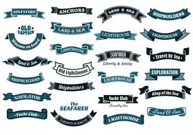 复古蓝色装饰性横幅集合