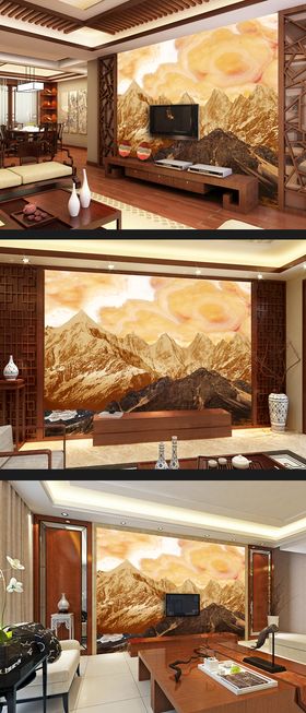 电视背景墙3D室内设计客厅效果图简约