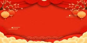国风背景灯笼布幔红色