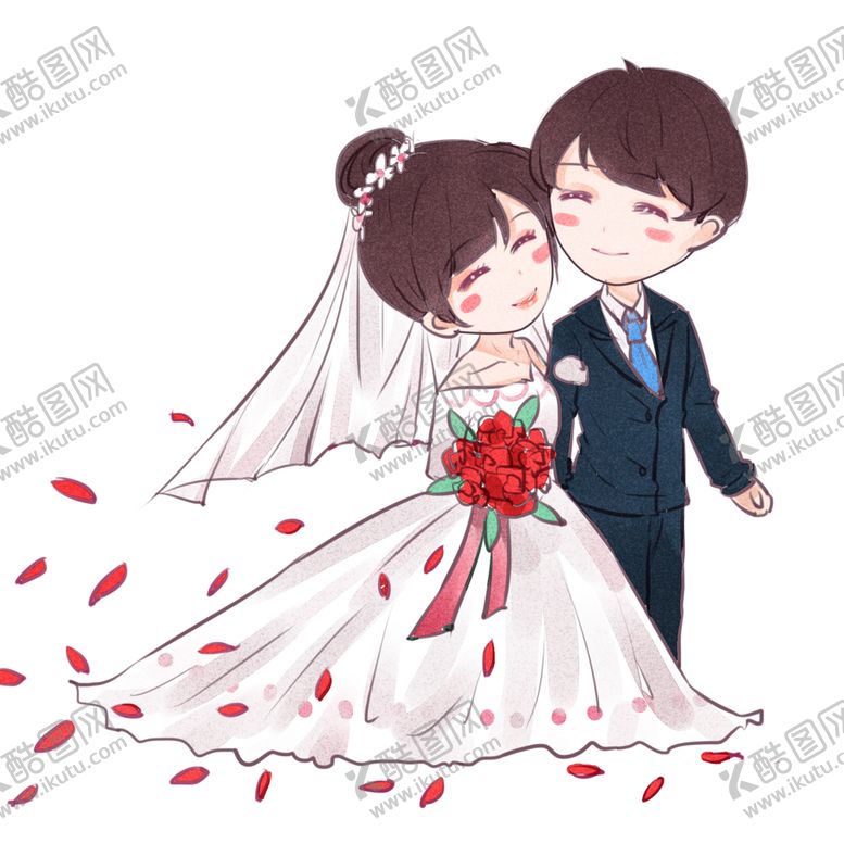 编号：14869109141807519026【酷图网】源文件下载-卡通新郎新娘