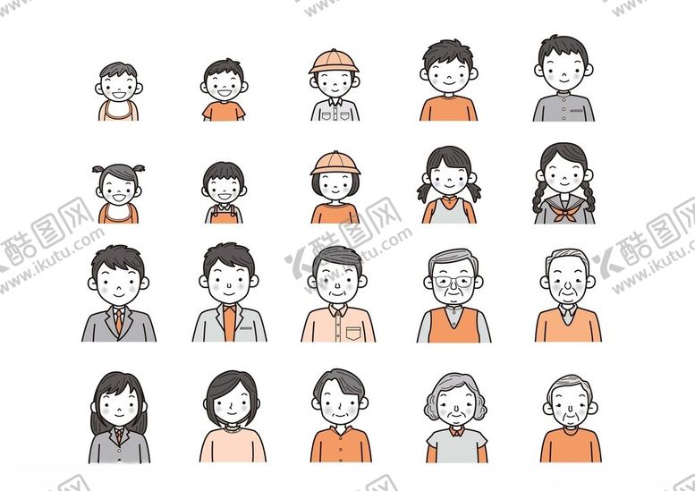 编号：73579610312128018000【酷图网】源文件下载-多样人物头像集合