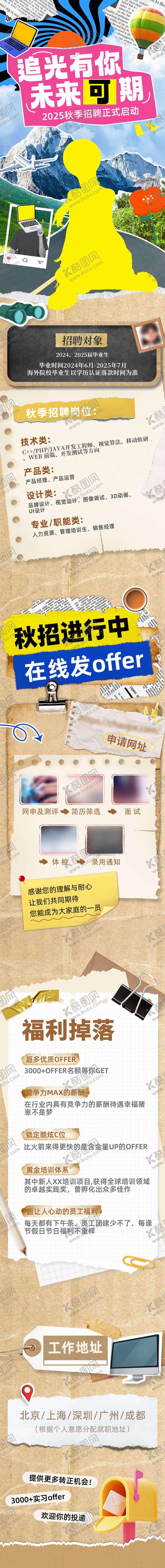 编号：12510507101033318004【酷图网】源文件下载-复古拼贴风招聘长图海报
