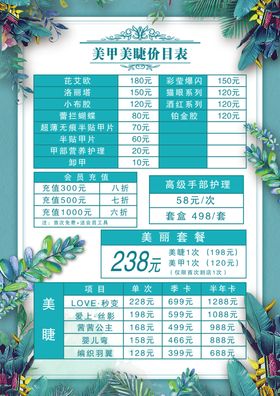 美甲价目表指保养传单素材宣传画