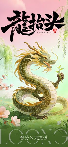 春分龙抬头插画海报