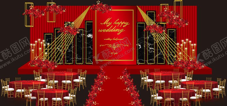 编号：95597309250417224863【酷图网】源文件下载-奢华深红婚礼背景
