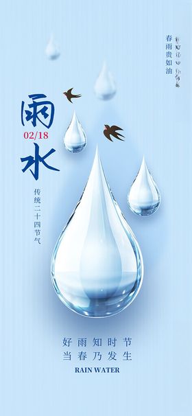 雨水节气传统宣传活动海报素材