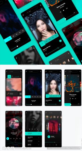 xd首页紫色绿色UI设计APP