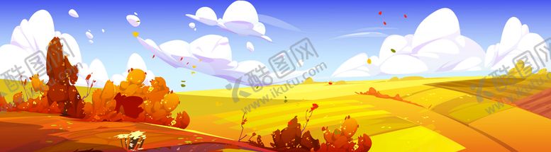 编号：52430010272147438178【酷图网】源文件下载-卡通秋天风景
