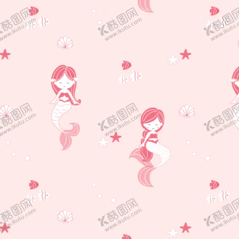 编号：96238409120210156927【酷图网】源文件下载-美人鱼卡通无缝印花