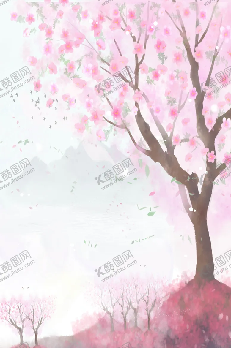 编号：03719509301837244102【酷图网】源文件下载-中国风桃花山水背景