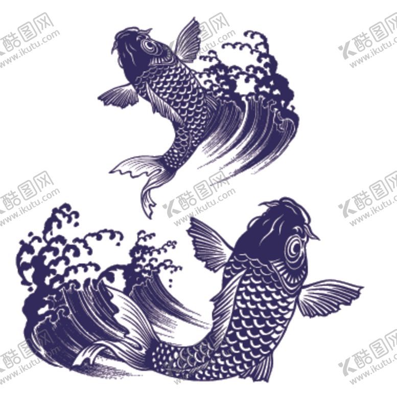 编号：82633209200634481258【酷图网】源文件下载-鲤鱼插画图案