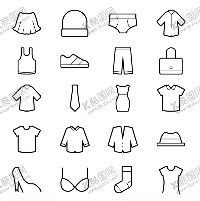编号：28438802221418444238【酷图网】源文件下载-衣服鞋包矢量图标
