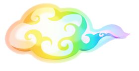 彩色祥云元素古典图案古代线性花边