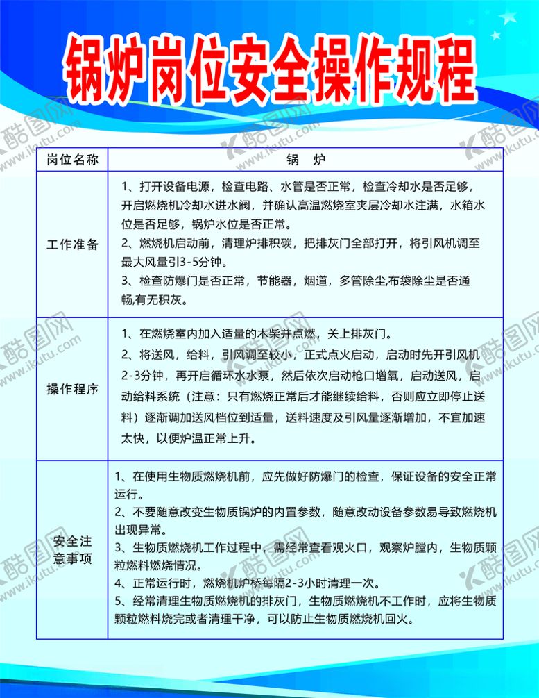 编号：59414605110935322511【酷图网】源文件下载-锅炉岗位安全操作规程