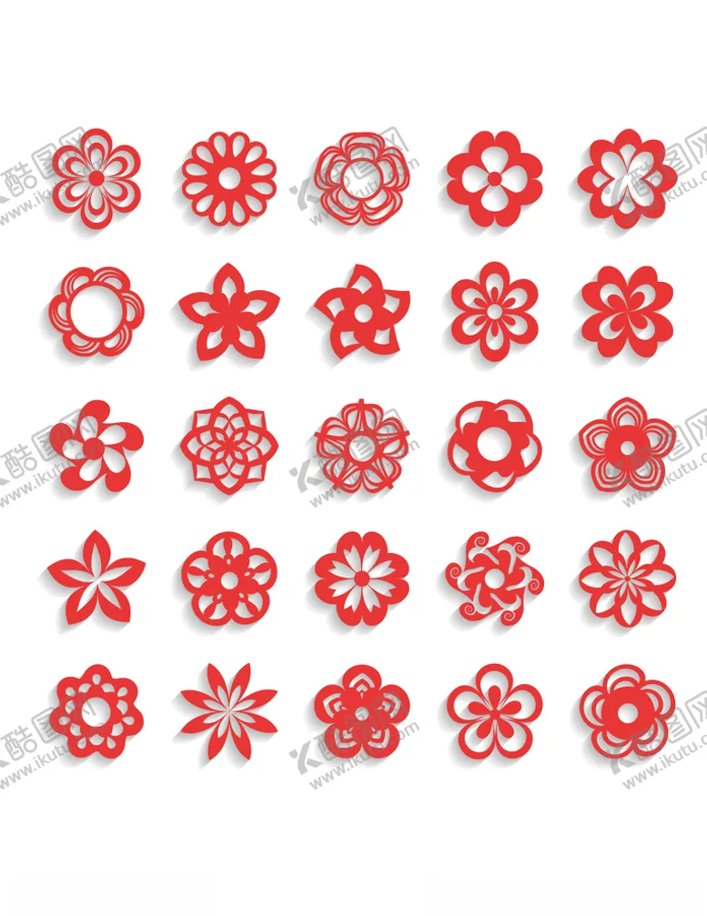 编号：11132906252020377347【酷图网】源文件下载-矢量花朵花钿图标合集