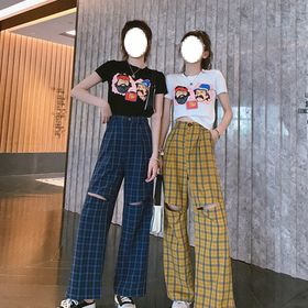 格子裤两件套