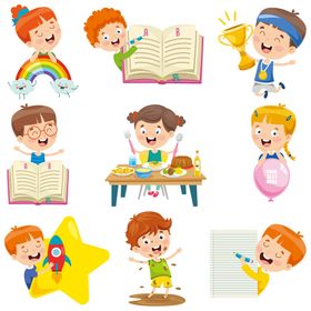 卡通儿童人物素材小学生手绘