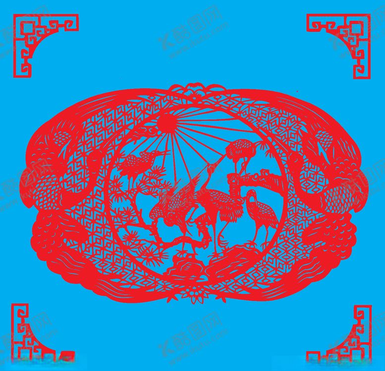 编号：10643009241853475549【酷图网】源文件下载-仙鹤剪纸