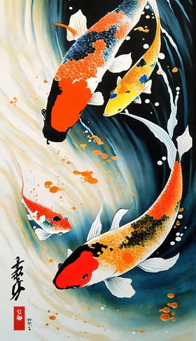 锦鲤装饰画观赏鱼壁纸