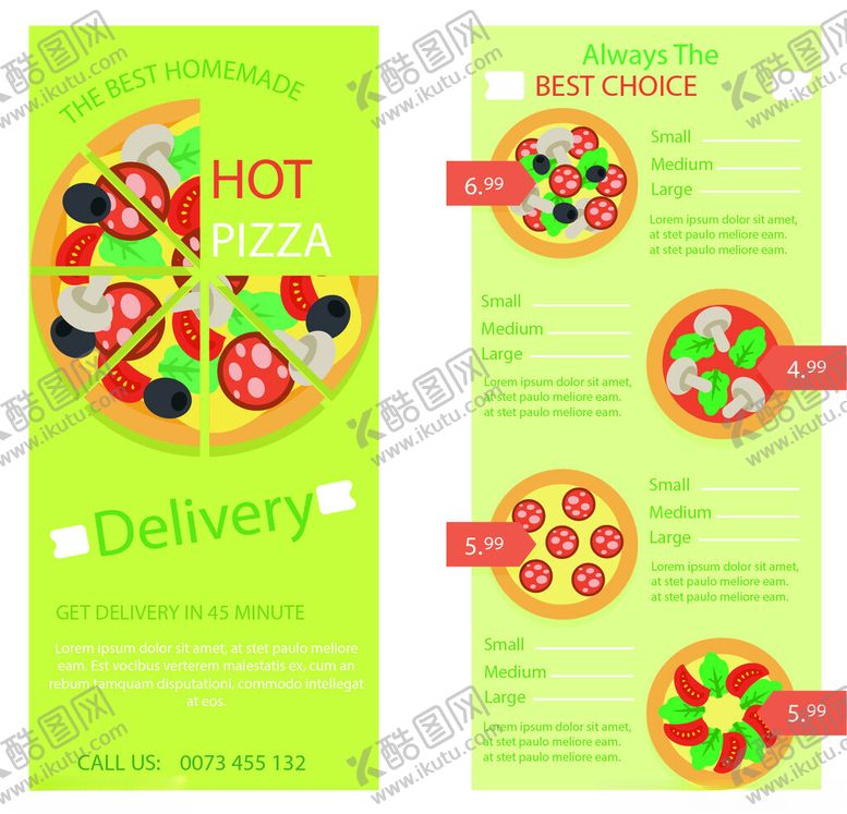 编号：21752311150037545811【酷图网】源文件下载-美味披萨外卖宣传单页