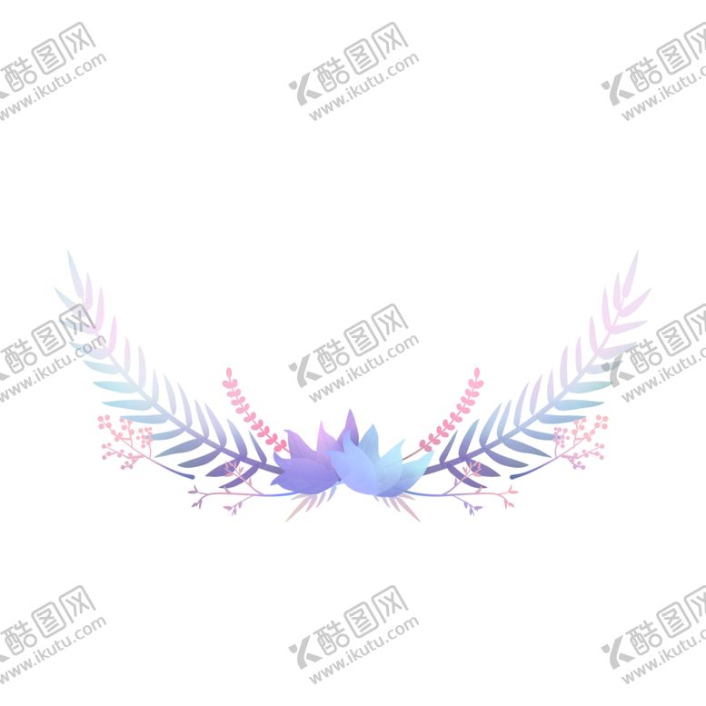编号：87524301280910452797【酷图网】源文件下载-小清新淡紫色手绘植物花环
