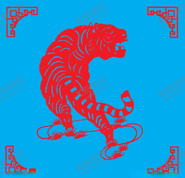 编号：29584210302229498428【酷图网】源文件下载-老虎剪纸