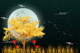中国风国潮花鸟海报古典背景图片