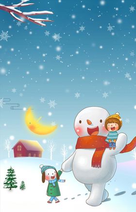 月亮雪人飘雪