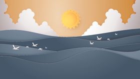 卡通海浪海水波涛汹涌