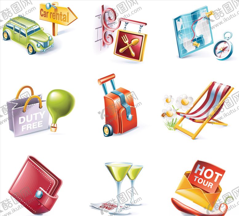 编号：27425409250214302837【酷图网】源文件下载-矢量旅行元素