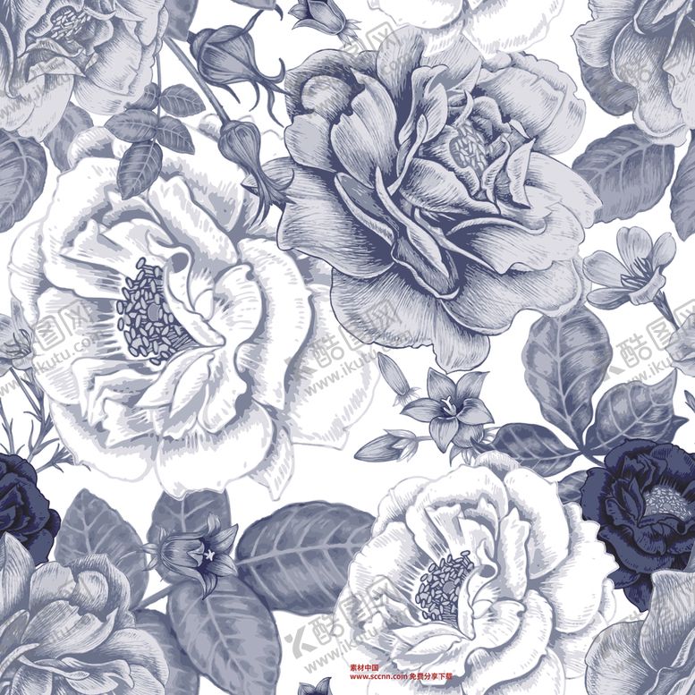 编号：58315809250704097915【酷图网】源文件下载-手绘花卉无缝背景