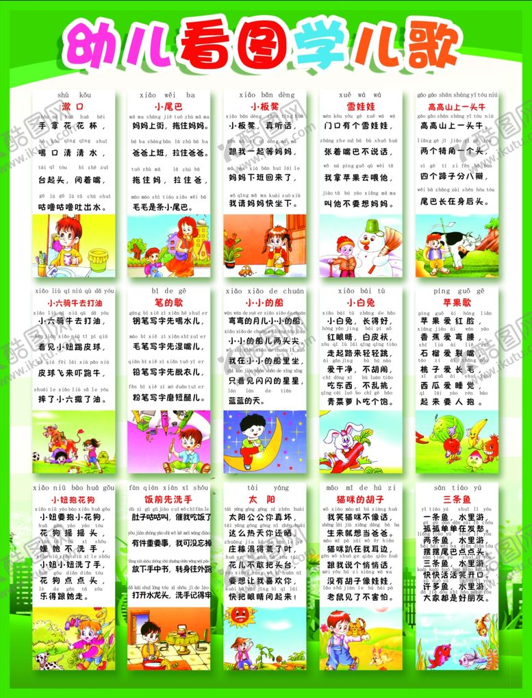 编号：63703910250753231462【酷图网】源文件下载-幼儿看图学儿歌挂画