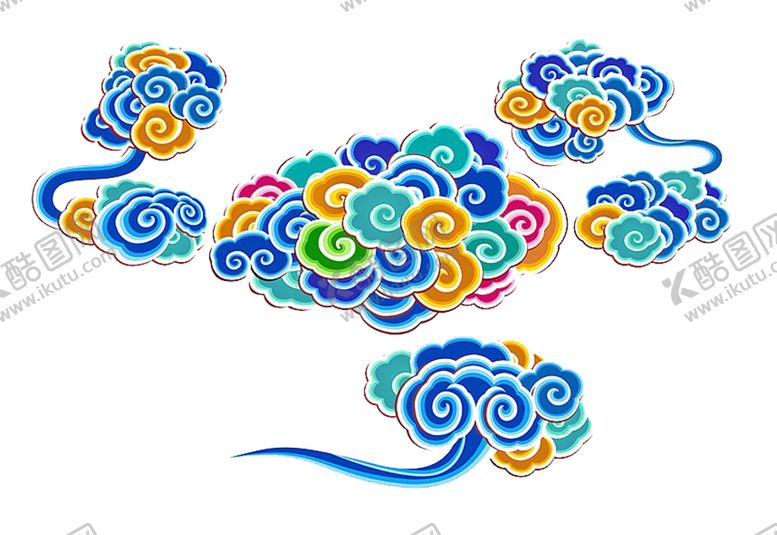 编号：96019109290719579788【酷图网】源文件下载-彩色祥云元素